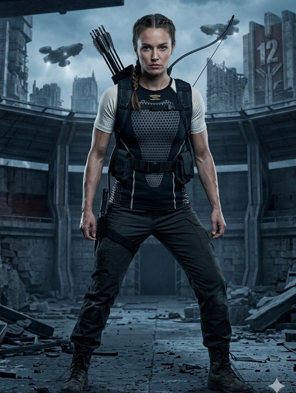 The Hunger Games Catching Fire Arena Outfit Short Sleeve Shirt Adult S Black New